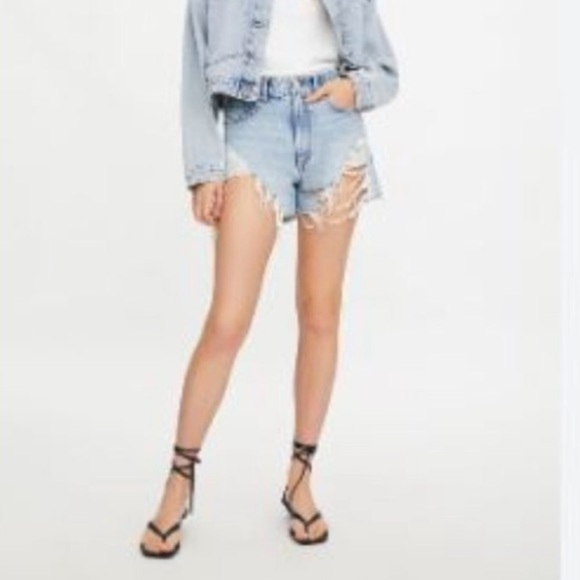 Zara Pants - Zara Trafulac - Boyfriend Denim Short in Island Blue - 8 Turkey